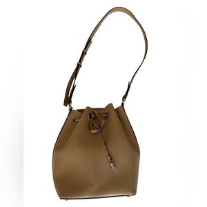 Zara Faux Leather Bucket Crossbody Cream/Beige Elegant Tan Bucket Bag